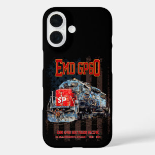 EMD GP60 Diesel Lokomotive und amerikanische Flagg iPhone 16 Hülle