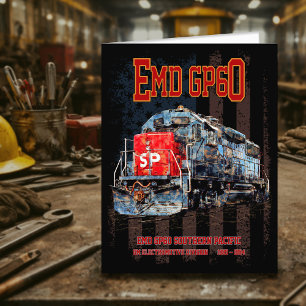 EMD GP60 Diesel Lokomotive und amerikanische Flagg Dankeskarte