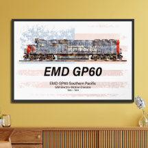 EMD GP60 Diesel Lokomotive und amerikanische Flagg