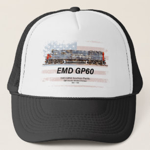 EMD GP60 Diesel Lokomotive und amerikanische Flagg Truckerkappe