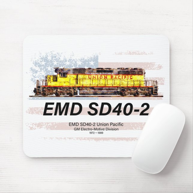 EMD SD40-2 Diesellokomotive. Amerikanische Flagge Mousepad (Mit Mouse)