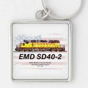 EMD SD40-2 Diesellokomotive. Amerikanische Flagge Schlüsselanhänger