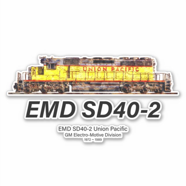 EMD SD40-2 Diesellokomotive. Gewerkschaft Pazifik Aufkleber (Vorderseite)