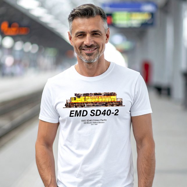 EMD SD40-2 Diesellokomotive. Gewerkschaft Pazifik T-Shirt (EMD SD40-2 Diesel Locomotive. Union Pacific Train. Mens Basic T-Shirt)
