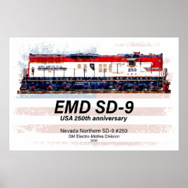 EMD SD-9 Locomotive USA 250th Anniversary Livery Poster