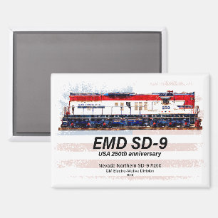 EMD SD-9 Lokomotive USA 250. Jubiläumsbemalung Magnet