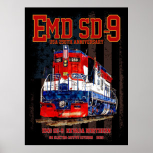 EMD SD-9 Lokomotive USA 250. Jubiläumsbemalung Poster