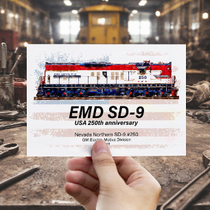EMD SD-9 Lokomotive USA 250. Jubiläumsbemalung Postkarte