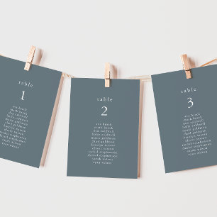 EMELIA Blue Minimal Wedding Seating Chart Cards