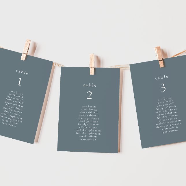EMELIA Blue Minimal Wedding Seating Chart Cards (EMELIA Blue Minimal Wedding Seating Chart Cards)