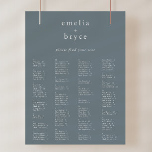 EMELIA Blue Rustic Wedding Chart Template Poster
