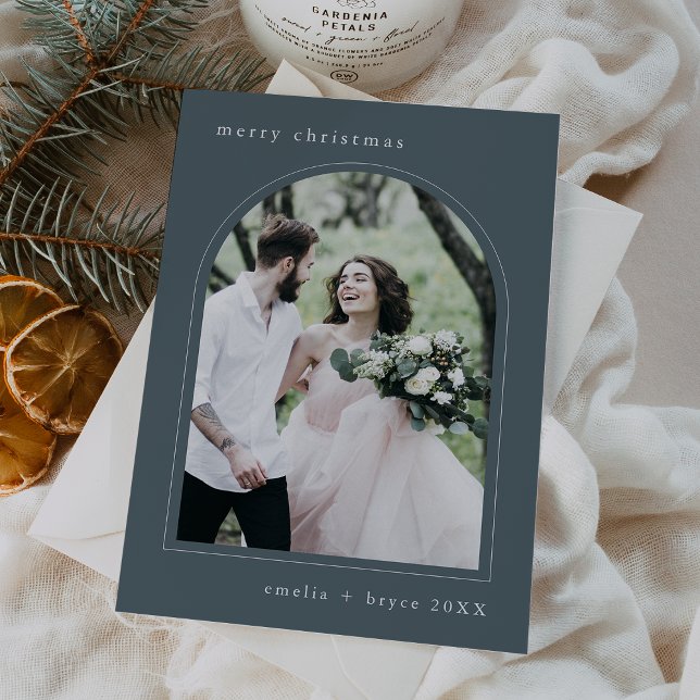 EMELIA Blue Unique Arch Family Foto Weihnachten (EMELIA Blue Unique Arch Family Photo Christmas Holiday Card)