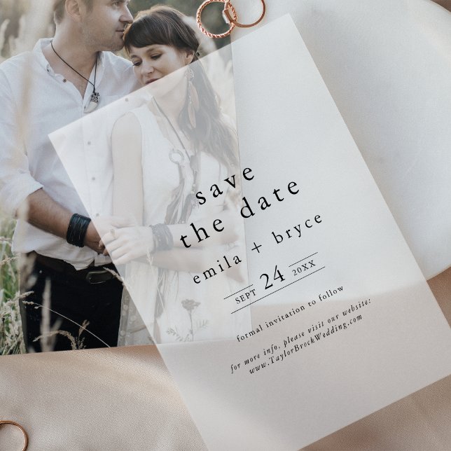 EMELIA Boho Chic Minimalistisch Wedding Save the D (EMELIA Boho Chic Minimalist Wedding Save the Date Vellum Invitations)