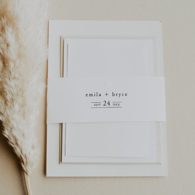 EMELIA Boho Minimalistische einzigartige neutrale  Einladungsbanderole (EMELIA Boho Minimalist Unique Neutral Wedding Invitation Belly Band)