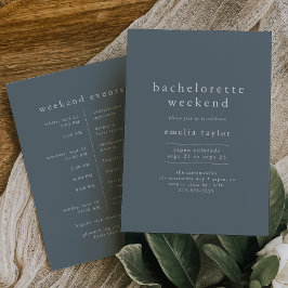 EMELIA Boho Navy Blue Simple Bachelorette Weekend Einladung