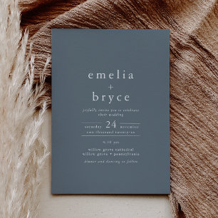EMELIA Casual Winter Vintage Staubblau Hochzeit Einladung