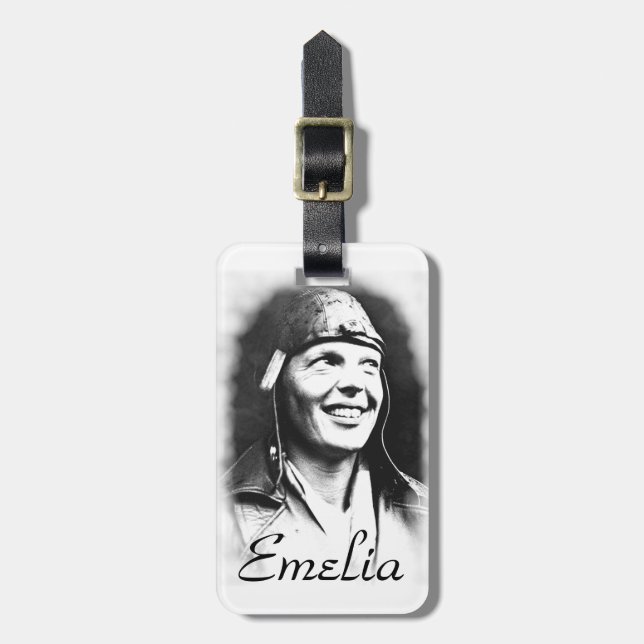 Emelia Earhart - Pilot Gepäckanhänger (Vorderseite vertikal)