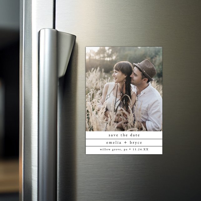 EMELIA Einzigartiges Foto - Neutrale Hochzeit rett Magneteinladung (EMELIA Unique Photo Neutral Wedding Save the Date Magnetic Invitation)