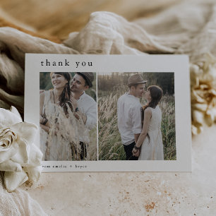 EMELIA Flat Neutral White Black 2 Foto Hochzeit Dankeskarte