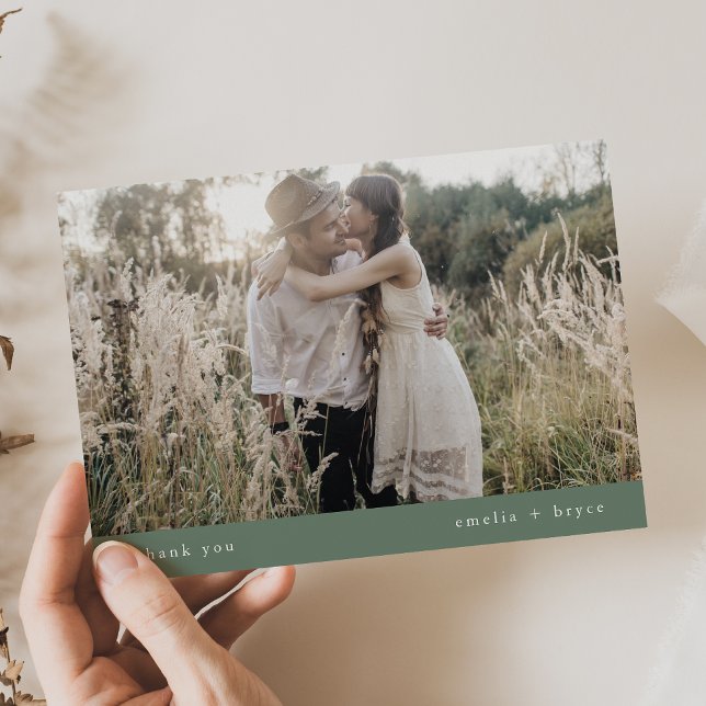 EMELIA Flat Rustic Simple Nature Foto Hochzeit Dankeskarte (EMELIA Flat Rustic Simple Nature Photo Wedding Thank You Card)