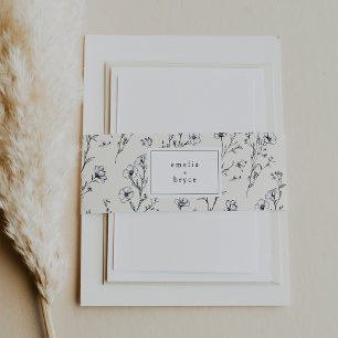 EMELIA Floral Cream Chinoiserie Wildblume Hochzeit Einladungsbanderole