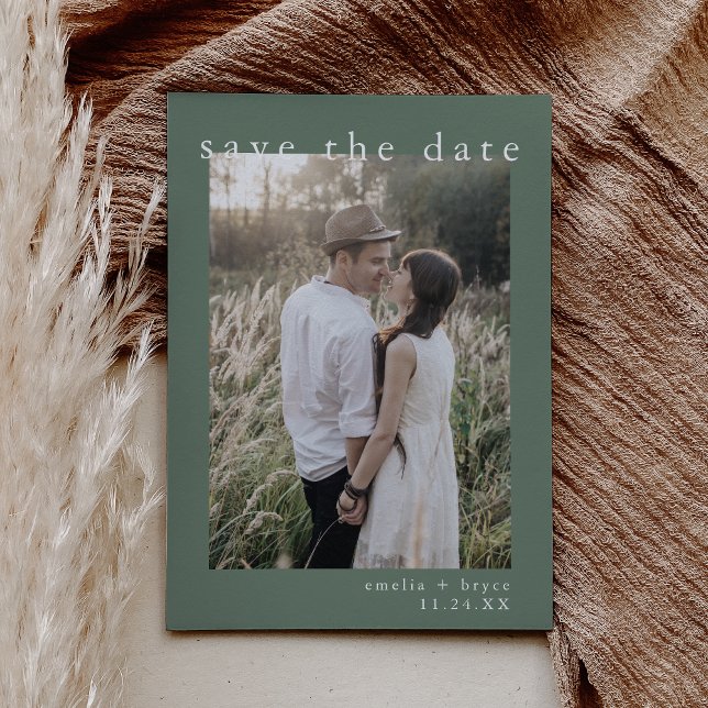 EMELIA Foto Rustikale Einfache Schönheitsalm Save The Date (EMELIA Photo Rustic Simple Sage Nature Wedding Save The Date)