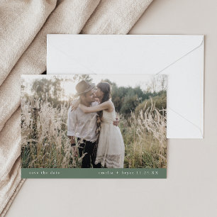 EMELIA Foto Simple Sage Green Boho Rustikale Hochz Save The Date