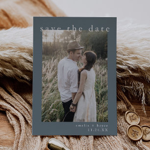 EMELIA Foto Vintag Dark Blue Minimalistisch Weddin Save The Date