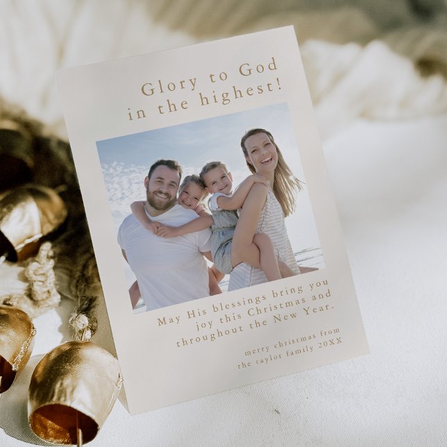 EMELIA Gold Family Foto Christliche Weihnachten (EMELIA Gold Family Photo God Christian Christmas Holiday Card)