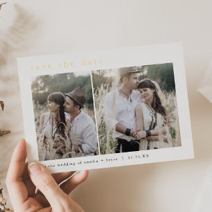 EMELIA Goldfolie Rustikale Boho Hochzeit - Termin Folieneinladung