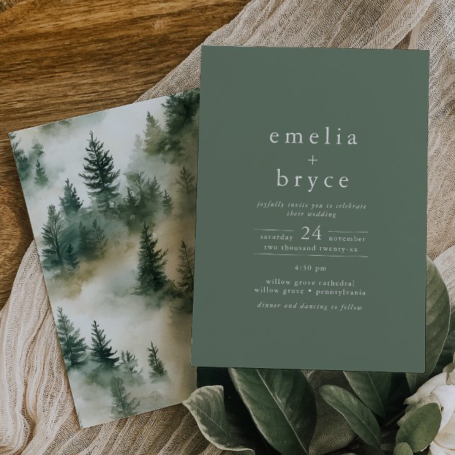 EMELIA - Hochzeit des Lässigen Waldwaldes Einladung (EMELIA Casual Woodland Mountain Forest Wedding Invitation)