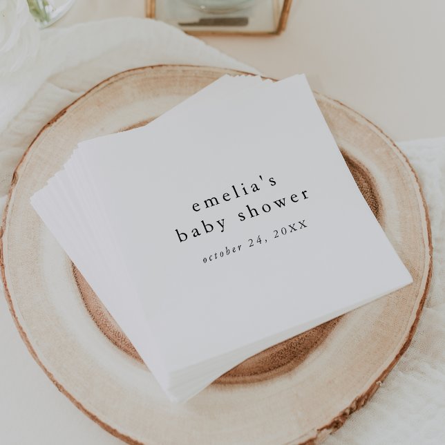 EMELIA Minimal Rustic Simple Baby Shower Napkins Serviette (EMELIA Minimal Rustic Simple Baby Shower Napkins)
