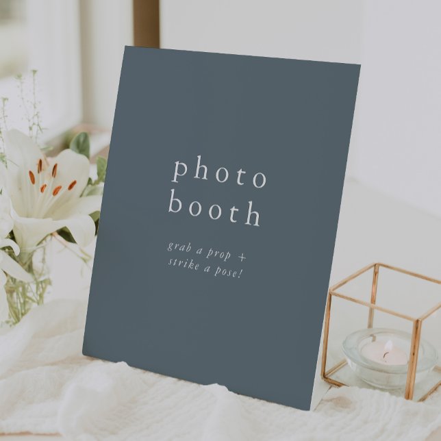 EMELIA Minimalistisch Blue Winter Wedding Foto Sta Sockelschild (EMELIA Minimalist Blue Winter Wedding Photo Booth Pedestal Sign)