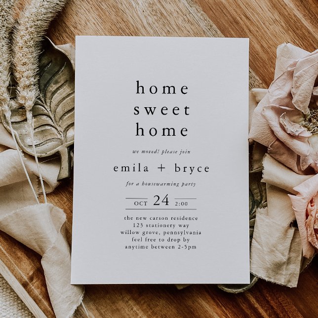 EMELIA Minimalistisch Boho Einzigartige neutrale H Einladung (EMELIA Minimalist Boho Unique Neutral Housewarming Invitation)