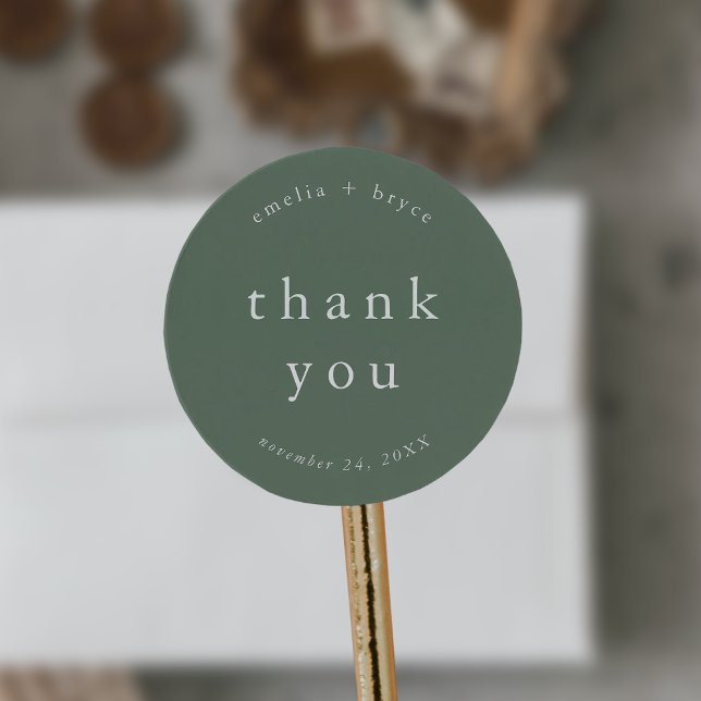 EMELIA Modern Mountain Simple Wedding Vielen Dank Runder Aufkleber (EMELIA Modern Mountain Simple Wedding Thank You Classic Round Sticker)