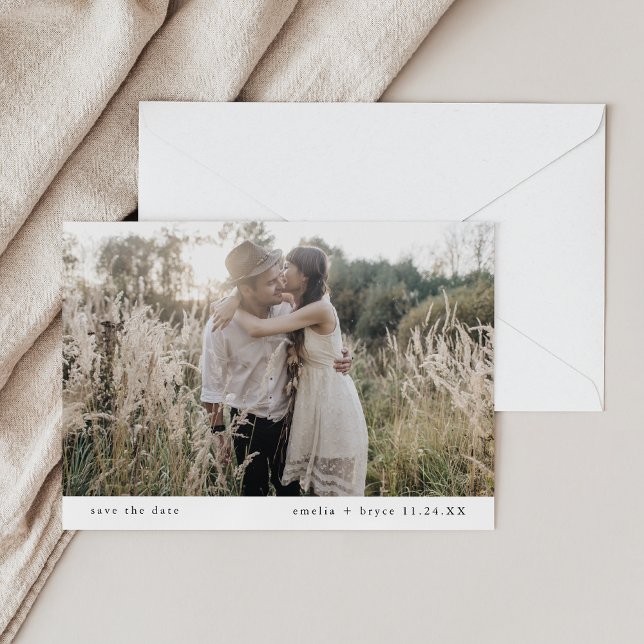 EMELIA Modernes Boho Foto Rustikale Minimalistisch Save The Date (EMELIA Modern Boho Photo Rustic Minimalist Wedding Save The Date)