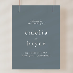 EMELIA Navy Einfache Hochzeit Begrüßungssignatur Poster