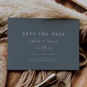 EMELIA Navy Rustic Minimal Dusty Blue Boho Hochzei Save The Date