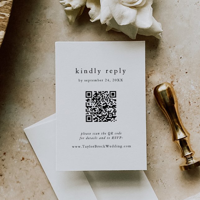EMELIA QR Code Einfache moderne Boho Wedding RSVP Begleitkarte (EMELIA QR Code Simple Modern Boho Wedding RSVP Enclosure Card)