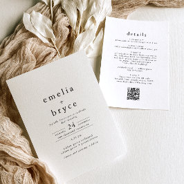 EMELIA QR Code Rustic Simple Modern Boho Wedding Einladung