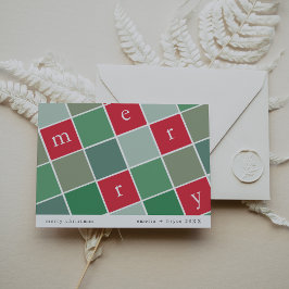 EMELIA Red Green Printable Family Frohe Weihnachte Feiertagskarte