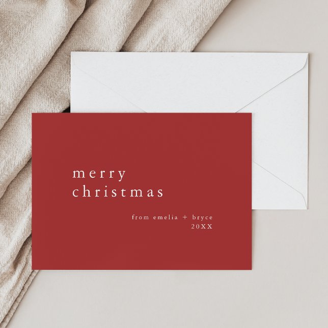 EMELIA Red Simple Modern Family Frohe Weihnachten (EMELIA Red Simple Modern Family Merry Christmas Holiday Card)