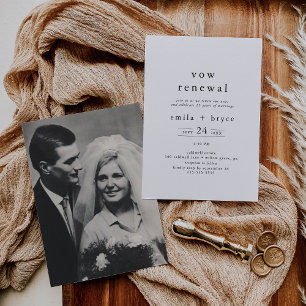 EMELIA Rustic Boho Simple Modern Foto Vow Renewal Einladung