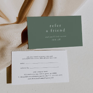 EMELIA Rustic Sage Green Reader a Friend Discount Empfehlungskarte