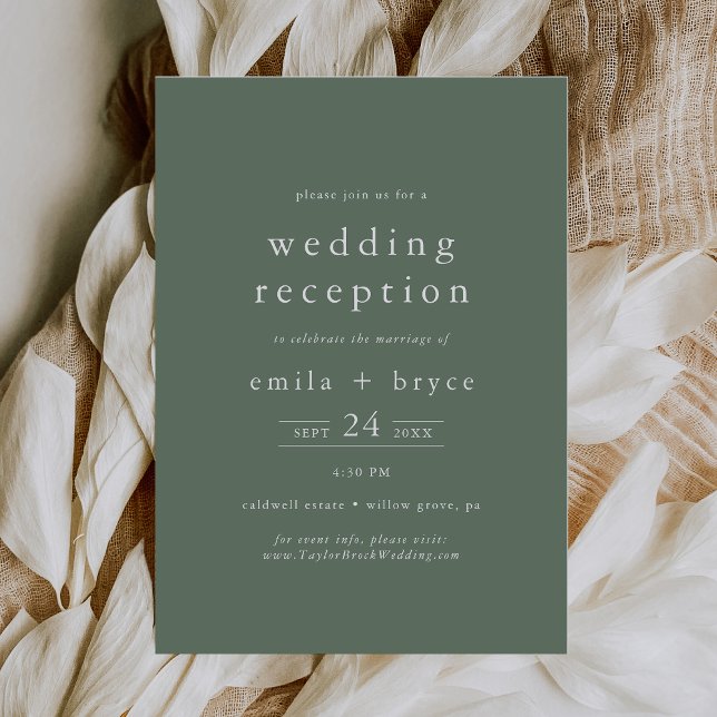 EMELIA Rustic Simple Sage Nature Hochzeitsempfang Einladung (EMELIA Rustic Simple Sage Nature Wedding Reception Invitation)