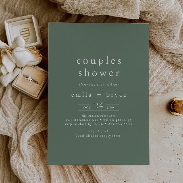 EMELIA Sage Green Baby oder Hochzeitsdusche Einladung (EMELIA Sage Green Baby or Wedding Couples Shower Invitation)