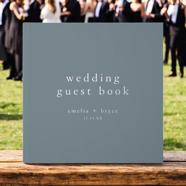EMELIA Silver Foil Dusty Blue Winter Boho Wedding Gästebuch (EMELIA Silver Foil Dusty Blue Winter Boho Wedding Foil Guest Book)