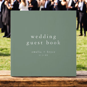 EMELIA Silver Foil Olive Sage Grüne Rustikale Hoch Gästebuch