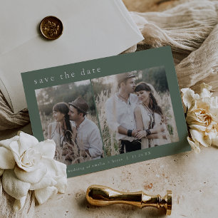 EMELIA Silver Foil Sage Wedding Save the Date Folieneinladung