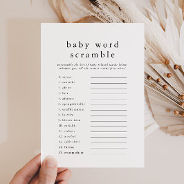 EMELIA Simple Baby Show Word Scramble Game Card Einladung